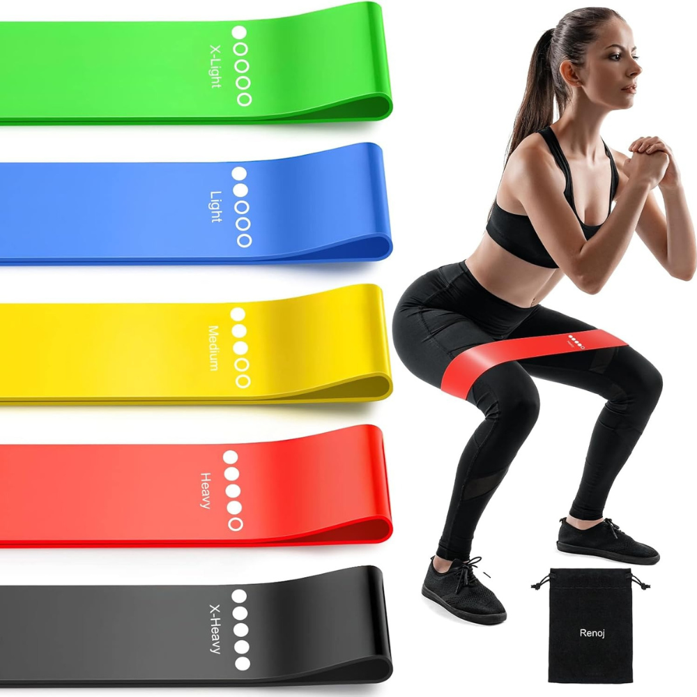 Resistance Band Set of 5 for Exercise Men & Women – High Quality Loop Bands, Resistance Tube & Rubber Bands for Workout, Gym, Yoga, Pilates, Physical Therapy – Best Resistance Bands in Pakistan at Low Price