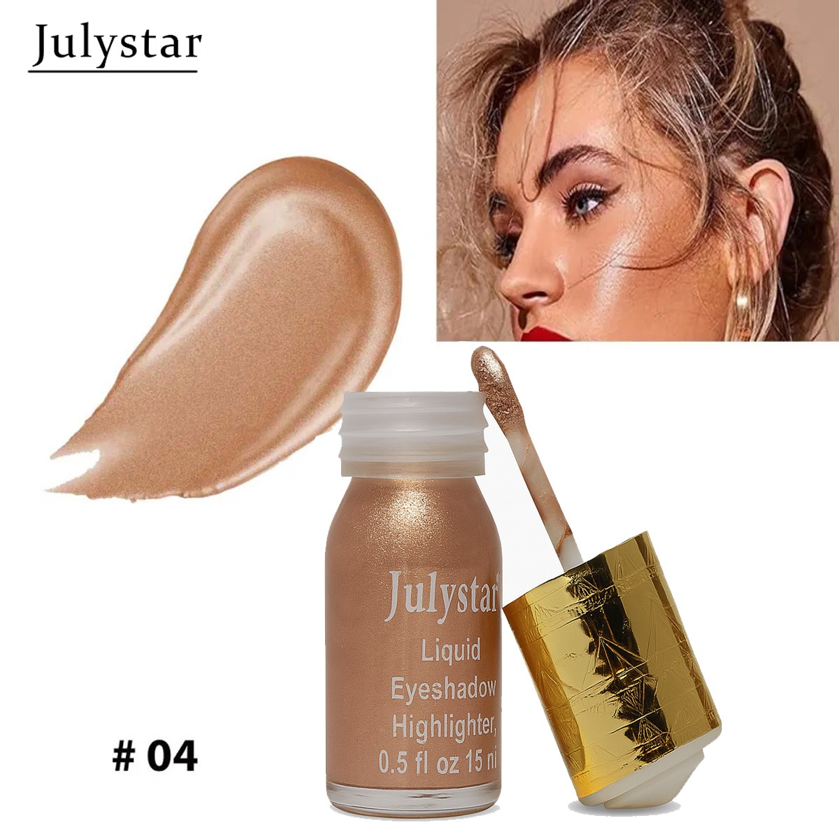 Huxiabeauty Silky Glow Liquid Eyeshadow Highlighter Quick Dray Best Shine  For Girls And Women 15ml
