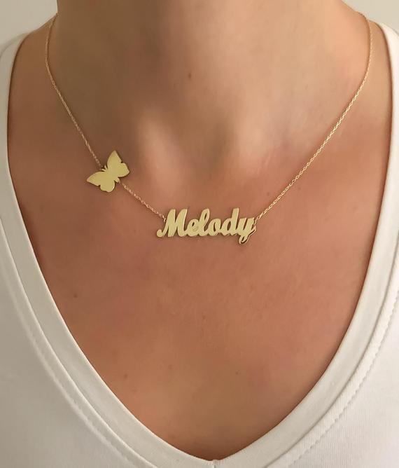 Personalized Customized Design Name 18k Gold Plated Pendant Necklace For Both Custom Necklace Name Necklace Gift