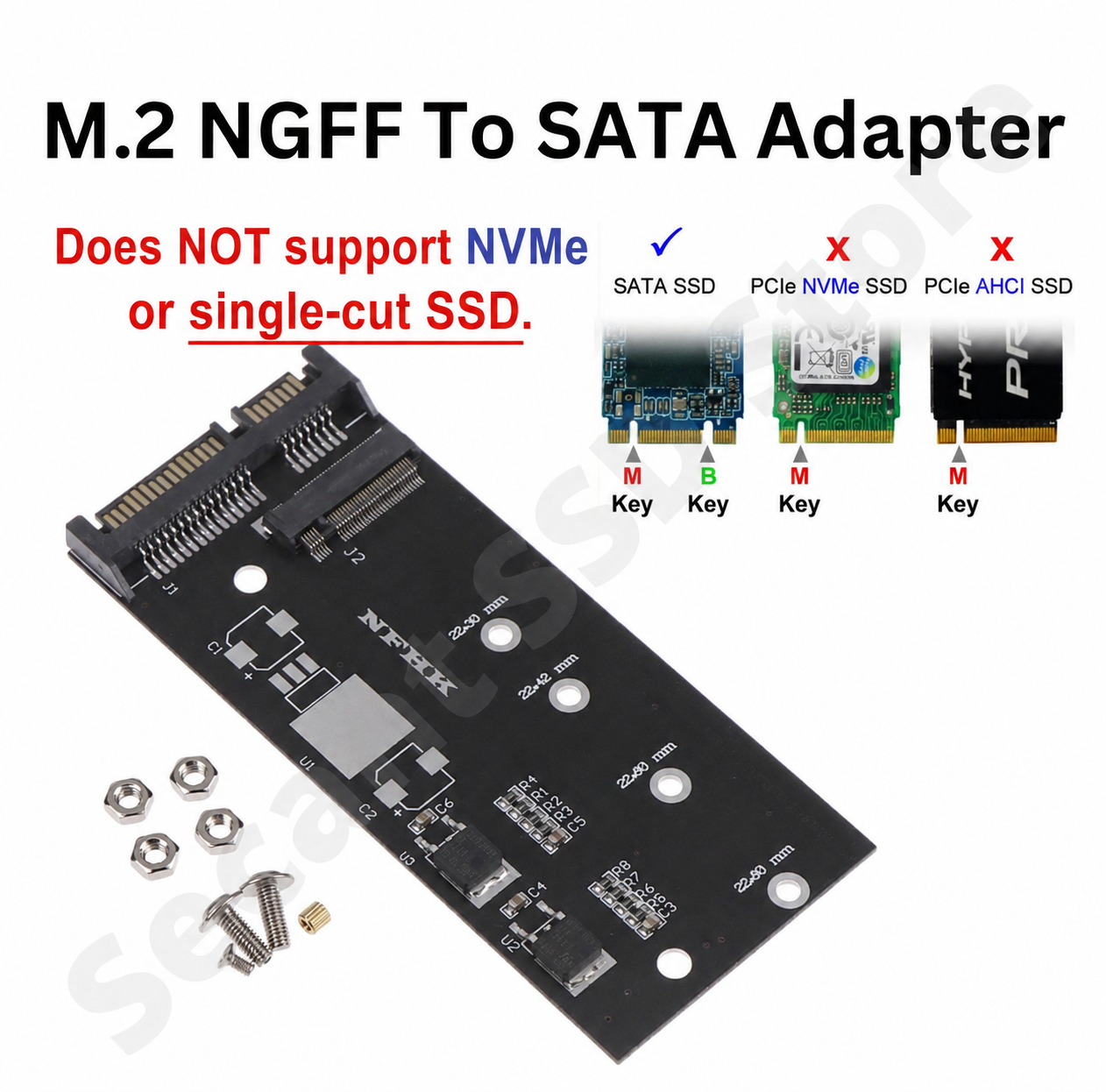 High-Speed M.2 NGFF to SATA Adapter Card B Key Converter for 2230-2280 M2 SSD