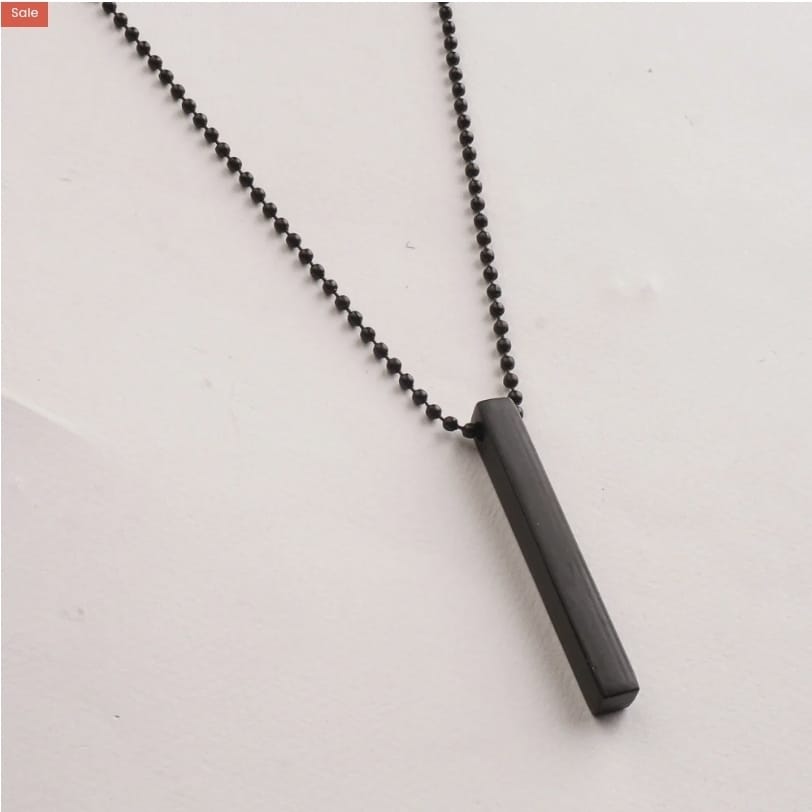Silver Black Bar Neck Chain - High Quality  For Men Girls Boys