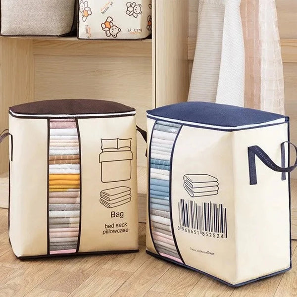 Wardrobe Barcode Bag with Barcode Pattern, Double Zipper Quilt Storage, Bedsheet and Blanket Storage Box, Foldable Travel Bag for Women, Handbags, and Luggage