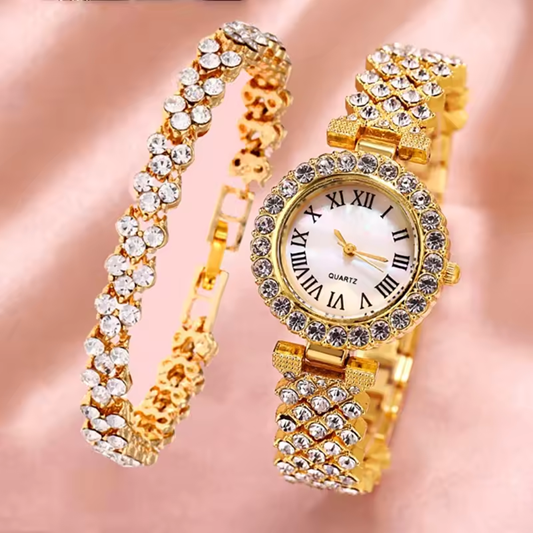 Gold Watch +Bracelet