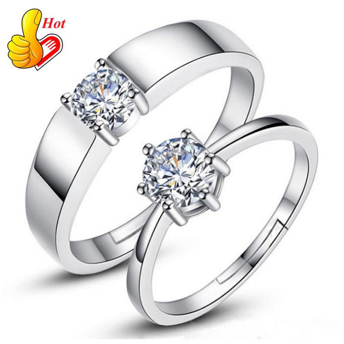 Classic Couple Rings For Men Women CZ Stone Trendy Wedding Lovers' Ring Jewelry
