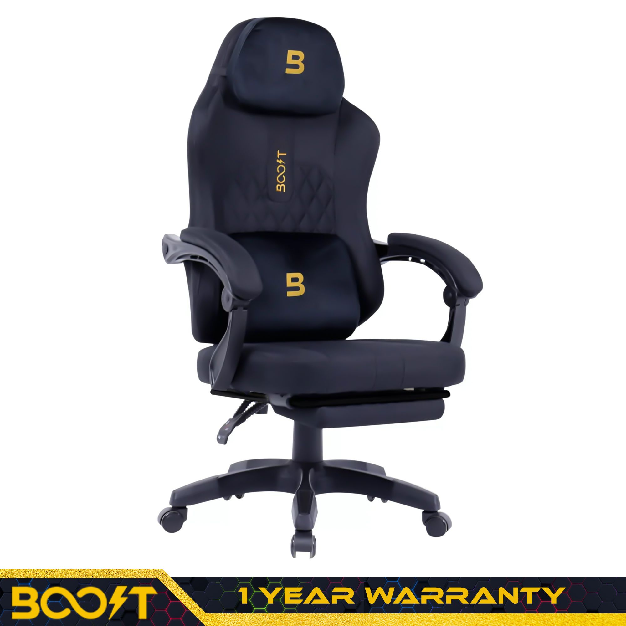 Boost Surge Pro Ergonomic Chair with Footrest - Premium Velvet, Adjustable Back, 1-Year Warranty