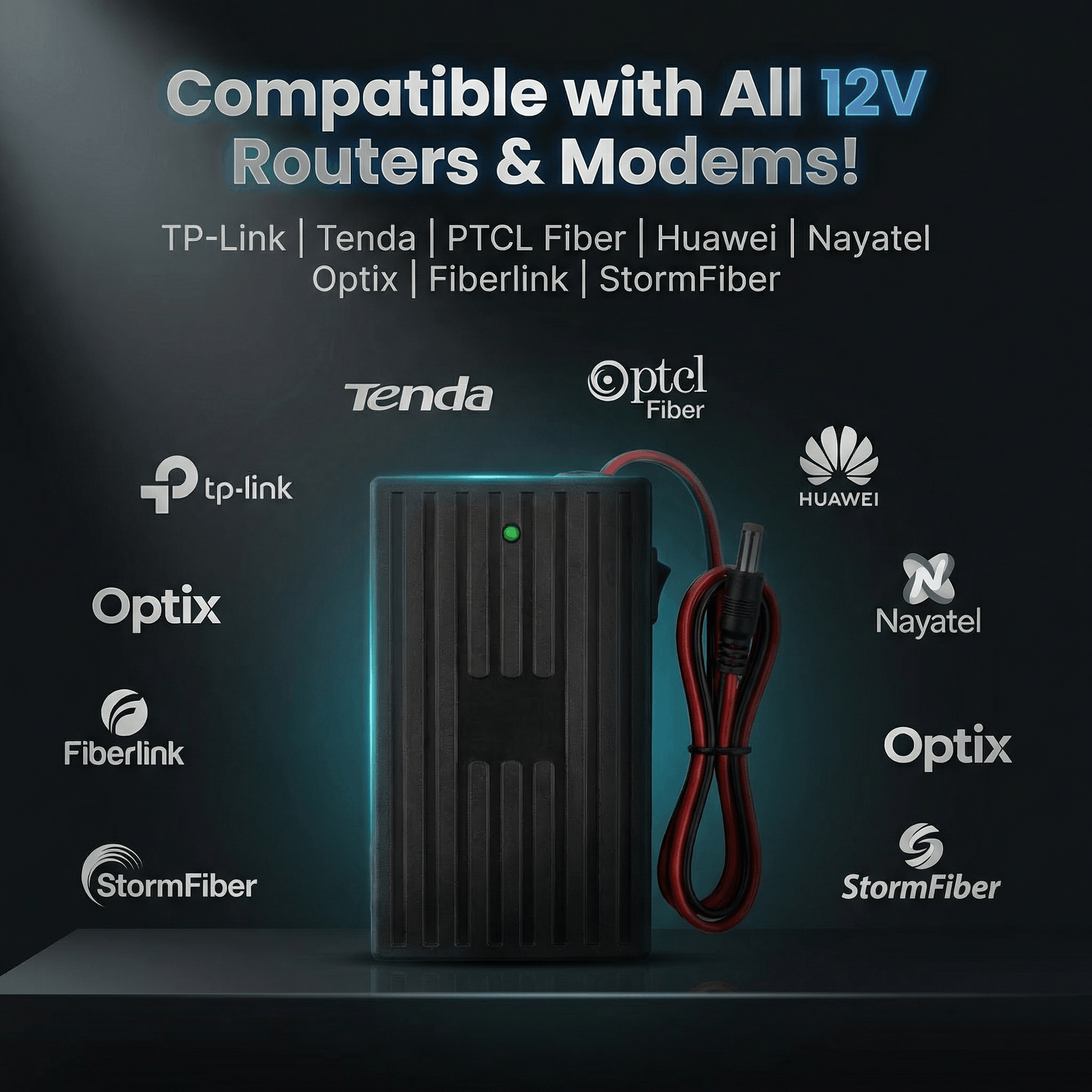 12V WiFi Router Mini UPS Power Bank with all PROTECTIONS+FREE CHARGER Backup Battery 12V Dual Output for TP-Link Tenda PTCL StormFiber  Huawei Fiber ONT Modem | 6-8 Hours Backup | Plug & Play Auto Charging | Fast Adapter | Internet Backup Power Supply