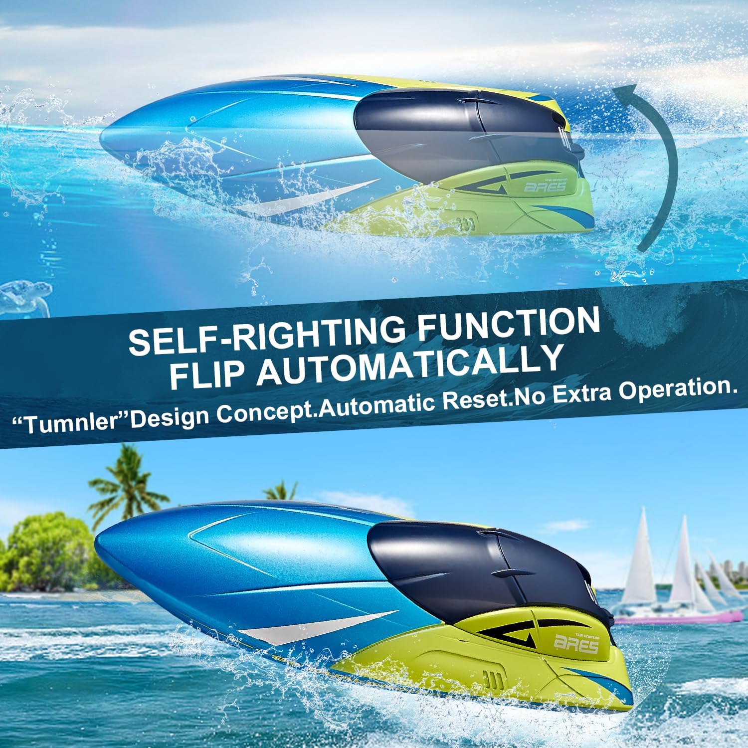 4DRC RC Boat,S4 Remote Control Boat for Kids Adults,2 Modular Batteries,20+ MPH 2.4GHz High Speed Racing Boats for Pools and Lakes