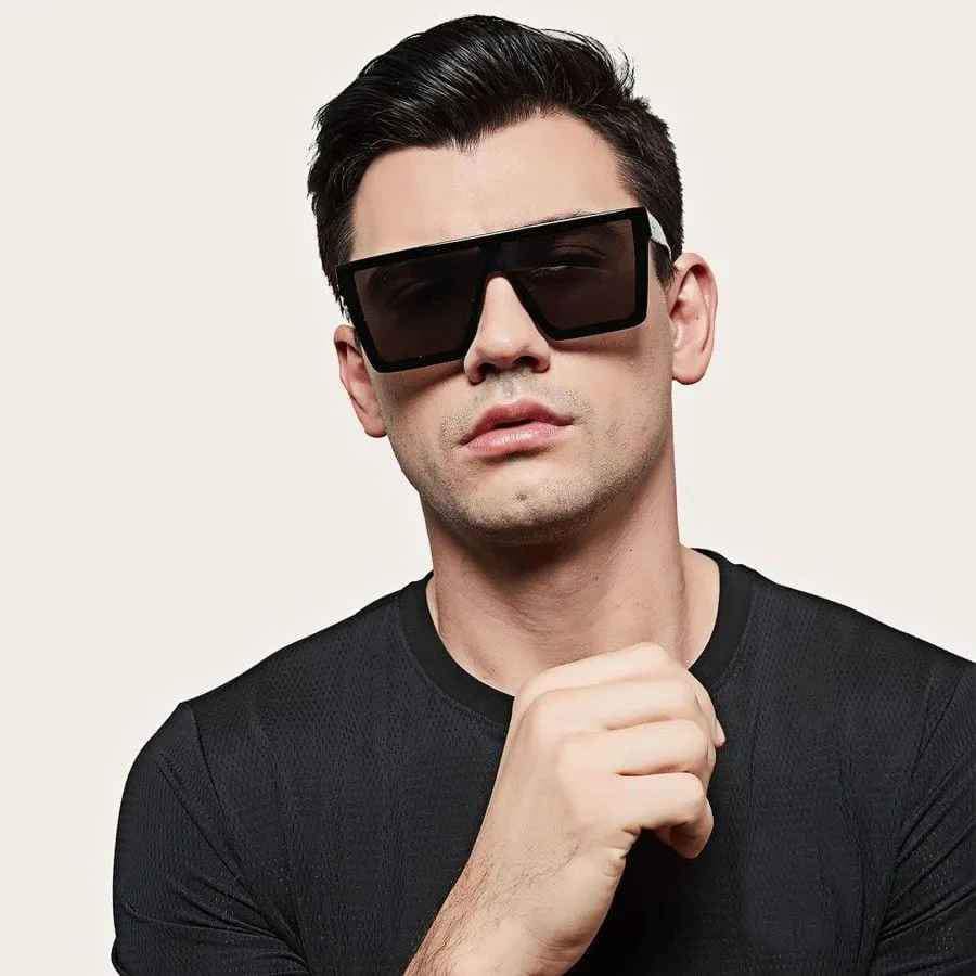 New Arrival Guru Square Fashion Sunglasses For Men Full Black and Brown / Glasses for Mens