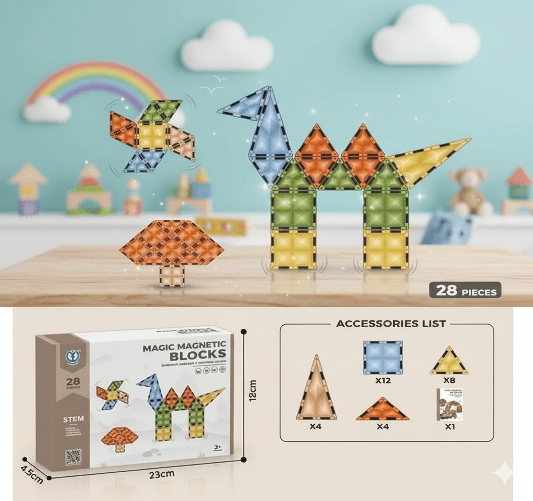 Magnetic Tiles Building Blocks for Kids – STEM Educational Toy