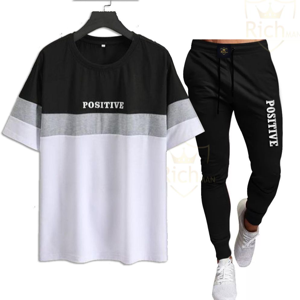 Positive_Summer Men Tracksuit Trouser and Shirt Track suit Full Sleeve Tracksuit