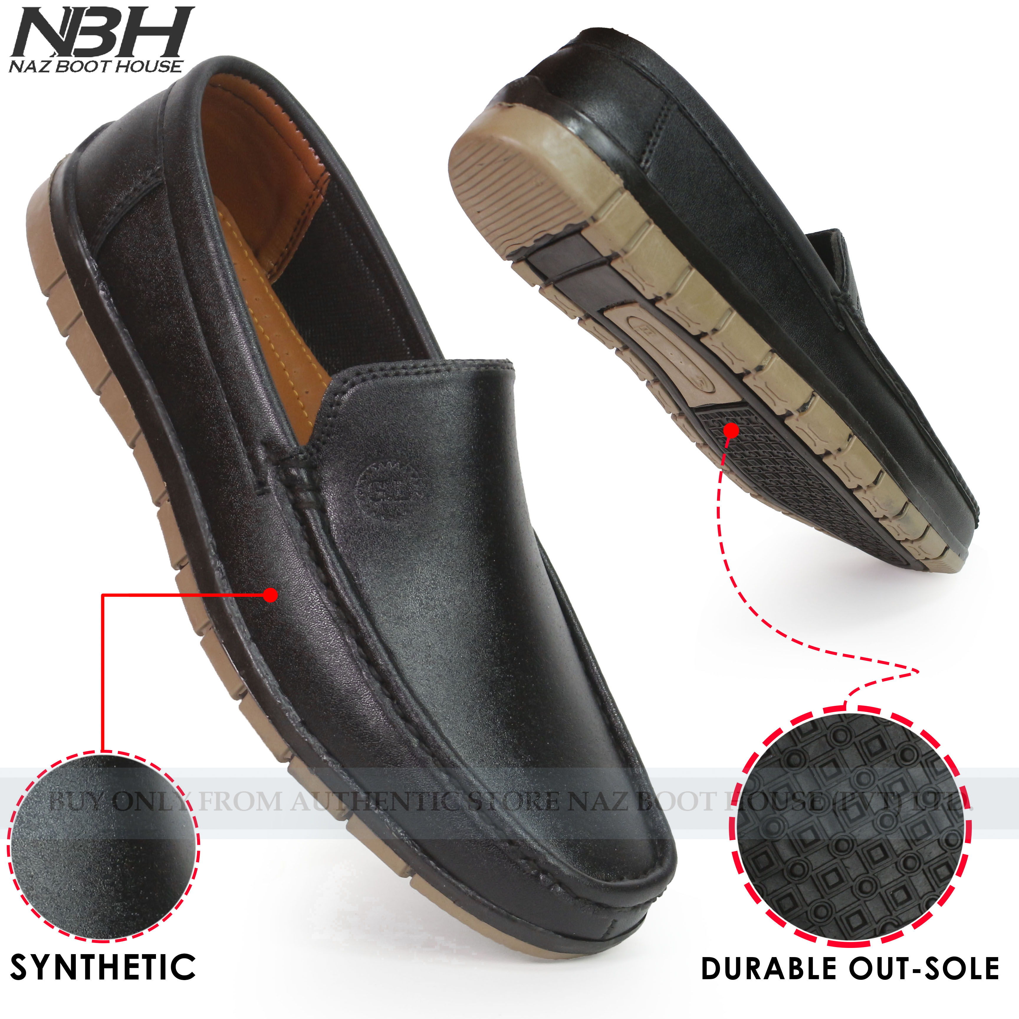 NBH Shoes Loafer - Medicated Non Slip Formal Shoes For Men - Office Shoes For Boys - Shoes Formal Leather For Kamez Shalwar - Perfect Gift For Boys