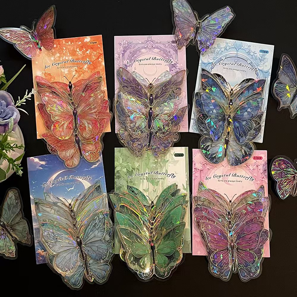 3D Golden Butterfly Mirror Wall Stickers Home Decoration Pack of 12 Random Size