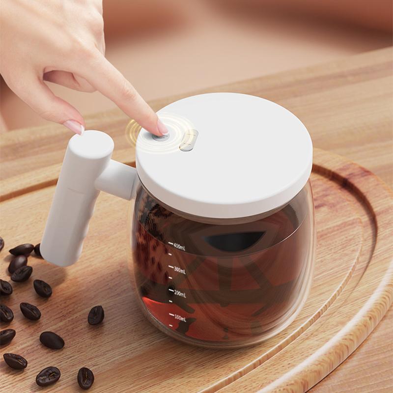 Self Stirring Coffee Mug, Glass Electric High Speed Mixing Cup, Automatic Mixing Mug Rotating, 400ml Battery Powered Stirring Cup to Stir Coffee/Milk/Protein Powder at Desk
