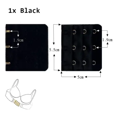 1x Black Fashion Essentials Bra Back Extenders 3-Hook 3-Rows Add greater  band width of your bras for women