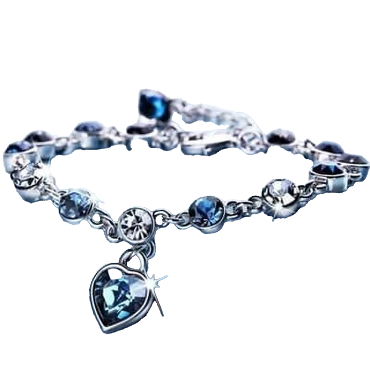 Bracelet With Crystal Heart Link Chain Pendant Charm Jewelry - Hot Fashion