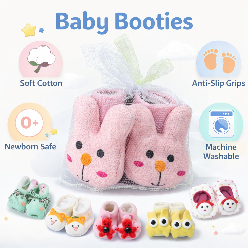 Pack of 5 - Baby 2 in 1 Socks Shoes / kids Toddlers Booties 0 - 12 month - Multicolour