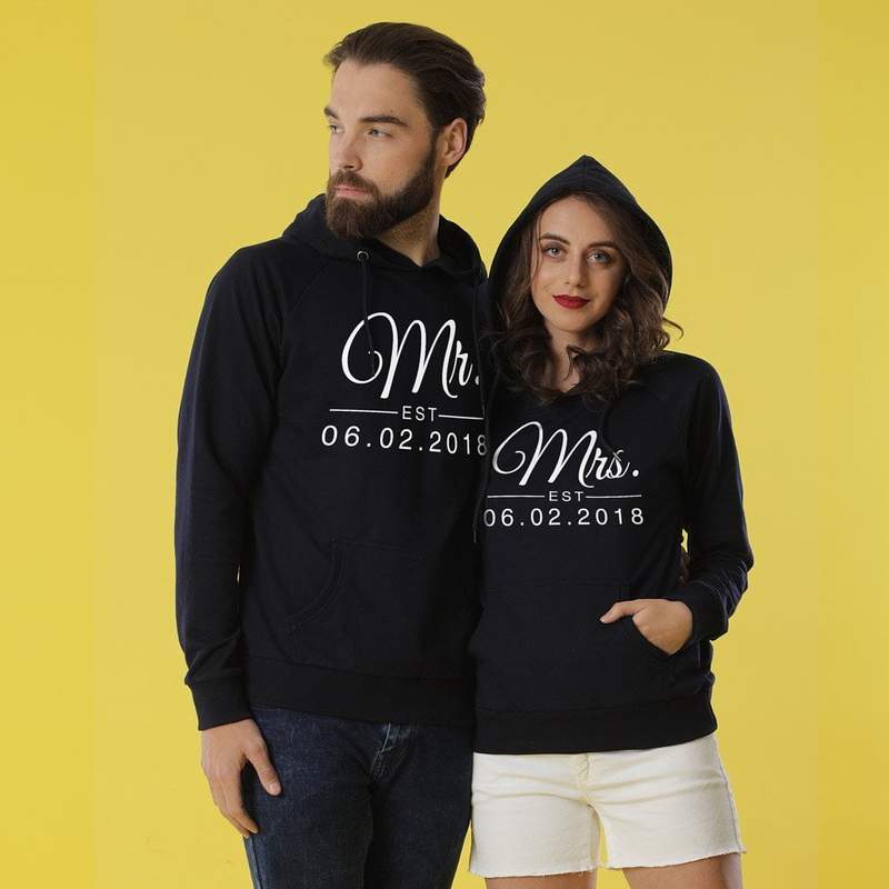 mr and mrs personalised hoodies