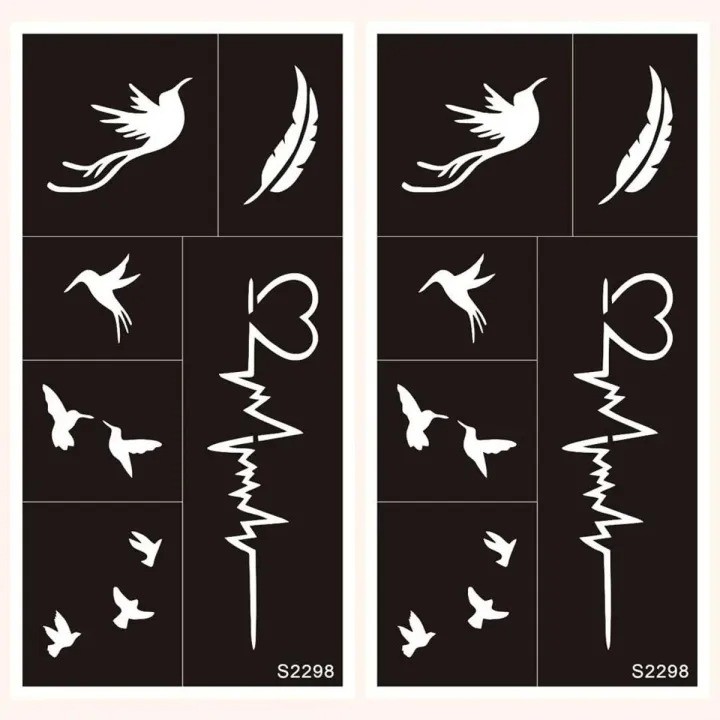 Bird Print Tattoo Stencil Pack of 2 Sheets