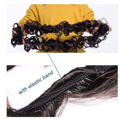 Hair Bun Curly Chignon Hair Extension Headband Hair Style Donut Roller Headband  Elastic Frill Hair Extension - Brown