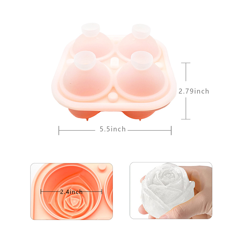 Rose Flower Shape Silicone Ice Cube Molds Ice Cream Tray Cocktails Reusable Icemaker Kitchen Accessories