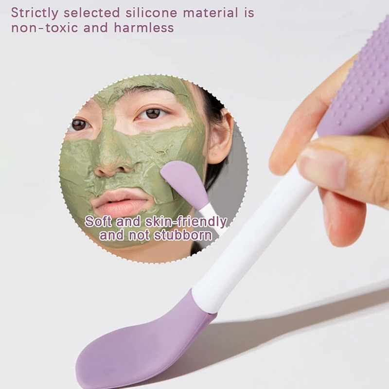 Silicone Double Head Face Mask Brush Facial Exfoliate Blackhead Removal Cleanser Brush Mud Film Spatula Facial Skin Care Tool 1pcs