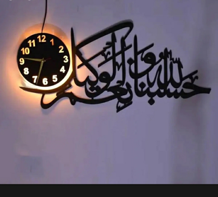 Hasbunallah Brand 3D  Clock |Clocks for rooms | Clocks | Clocks for rooms Fancy wooden | clock wall stylish | clock for room | led wall clock | qul wall clock |  name clock | wall clocks for bedroom fancy big 3d light I Decorating items