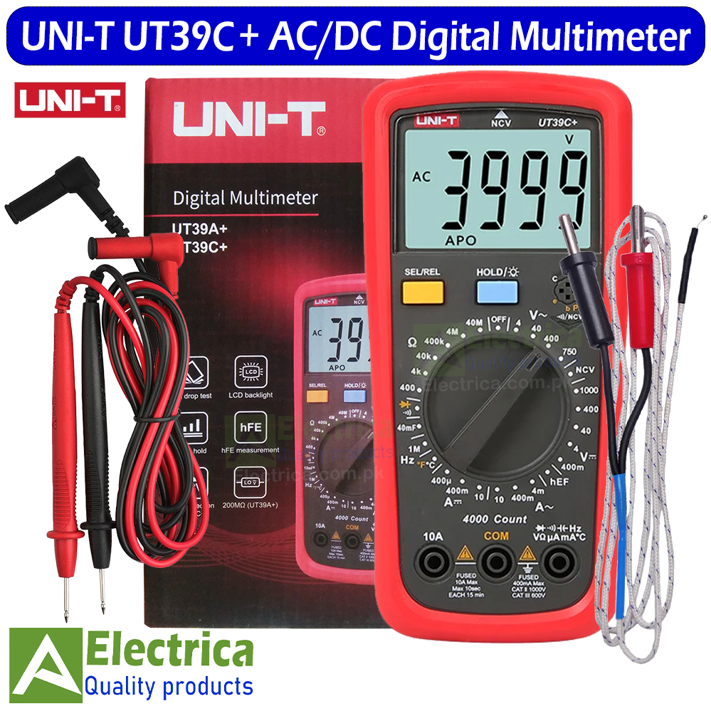 UT39C+ PLUS Manual Range Electrician Multimeter wit temperature tester