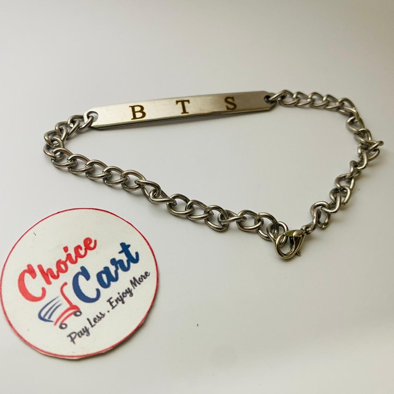 BTS Silver Bracelet With Quality Silver Chain 4mm for Boys & Girls