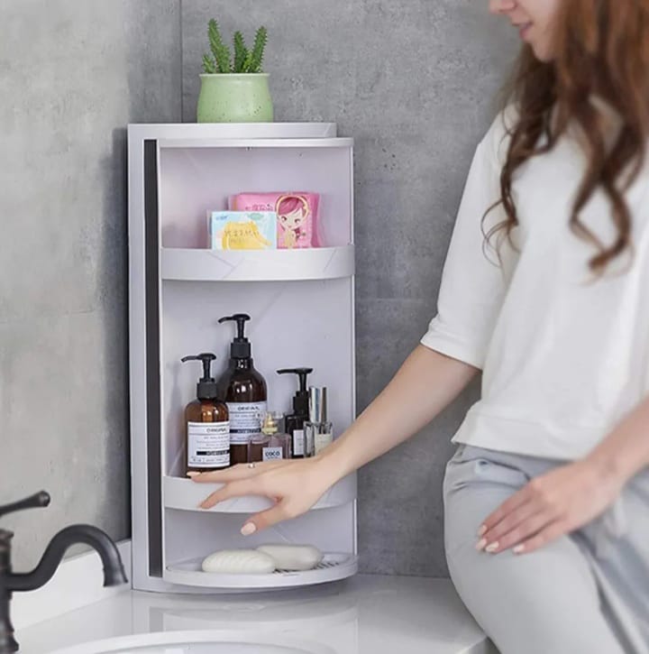Washroom Corner Cabinet 360° Rotate Cabinet For Washroom Accessories Easy Use Cabinet White ...