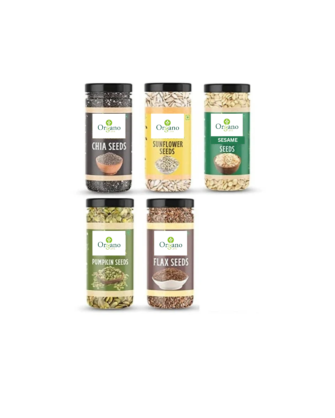 High Rich Protein Combo of Pumpkin, Sunflower, Chia, , sesame, Flax Seed Seeds 150 grams gross weight each  (150 Grams gross) (Net weight:125g)(pack of 5)