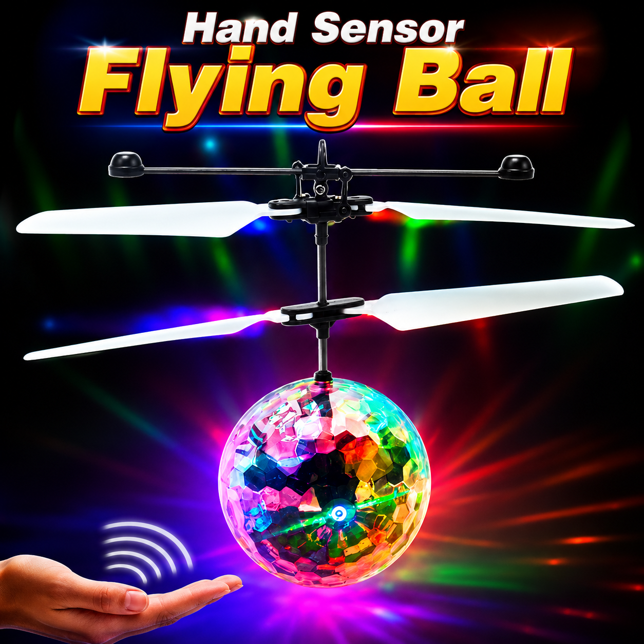 Doremon Crystal Induction Flying Ball - Interactive RC Helicopter Toy with LED Lights for Kids