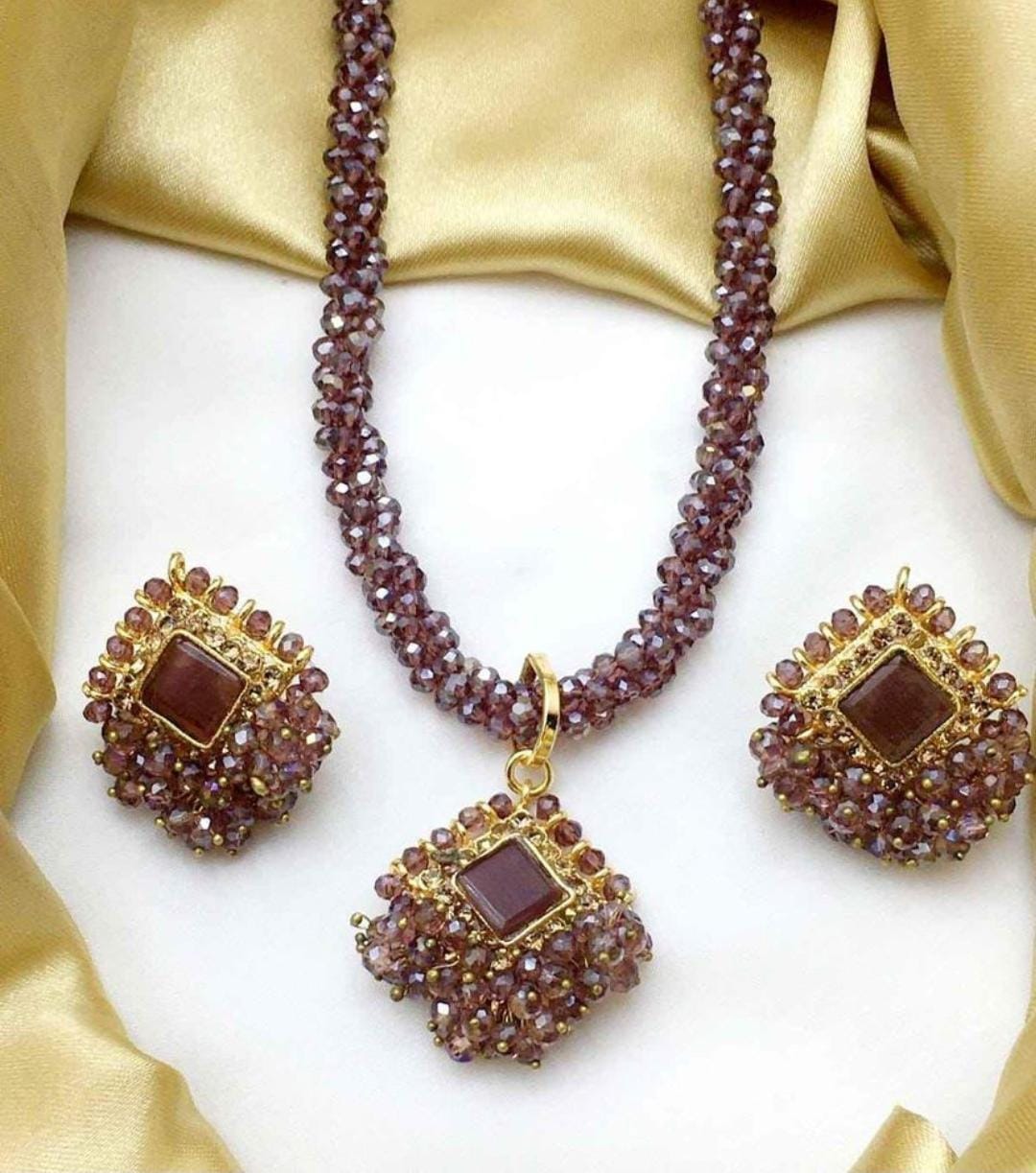 necklace for ladies jewellery crystal Moti Mala locket set | Daraz.pk