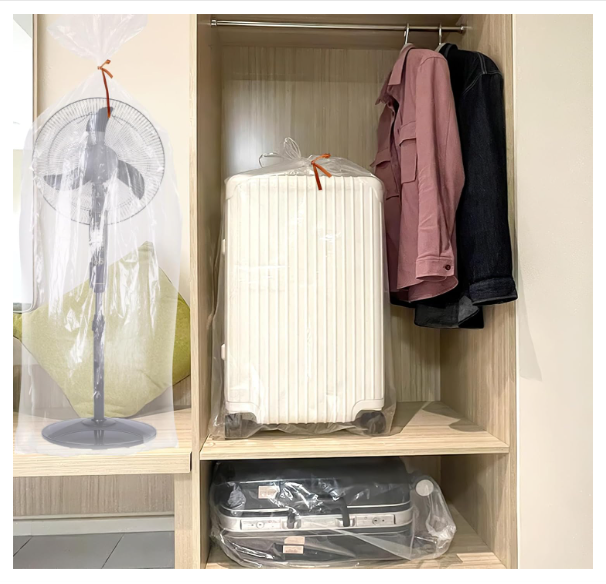 10 Large Clear Drawstring Plastic Bags, 24x48 Inches Dust Covers Drawstring Plastic Bags for Luggage, Suitcase, Reusable, Plastic Storage Bags for Clothes Packing Luggage Suitcase Furniture Comforter Bike Blanket