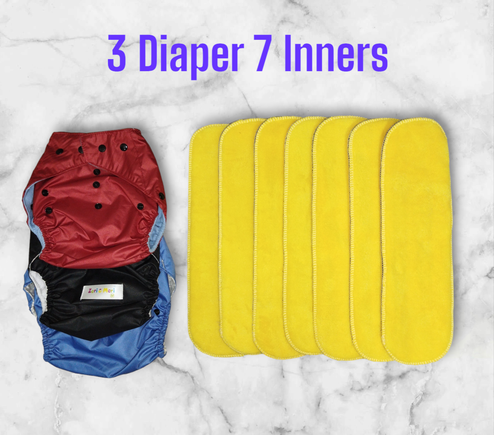 Adjustable Cotton Cloth Diapers with 2-4 Inserts for Babies 0-6 Years - Unisex, Washable, Reusable