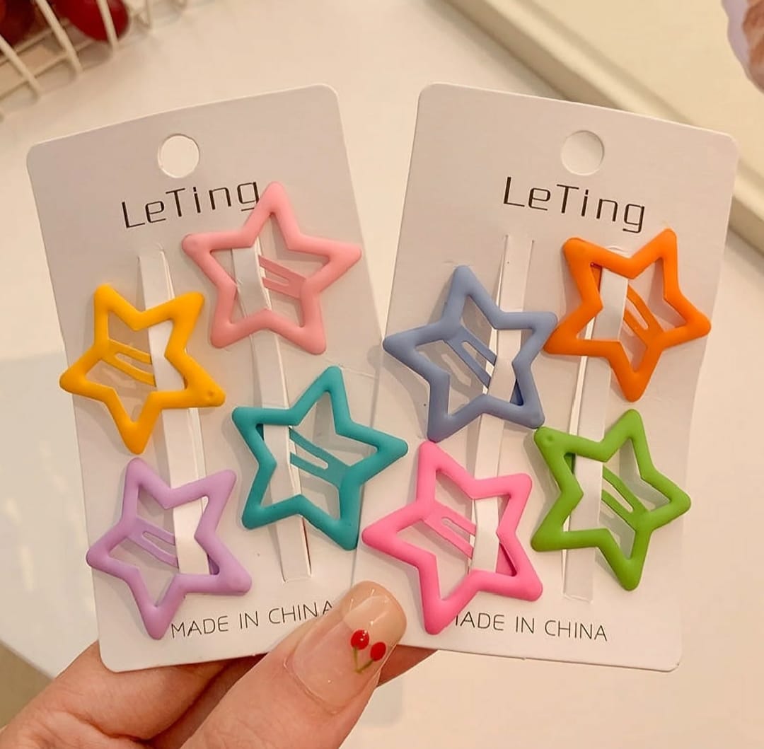 Colorful Star Snap Hair Clips for Girls Kids – Cute Metal BB Hair Pins, Star Shape Hair Barrettes, Kids Headwear Accessories | Pack of 6/12/18/24