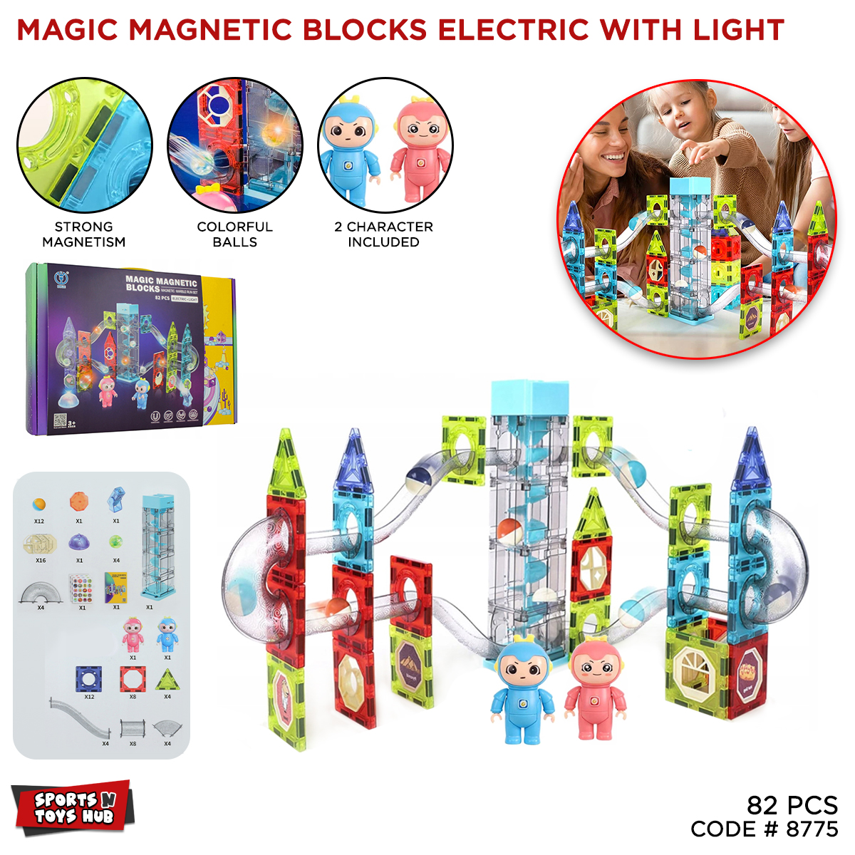 Magnetic Tiles Marble Run For Kids, 3D Clear Color Magnetic Building Blocks Set 68 Pcs, Building Blocks Set Race Track Toy Construction Kit Castle Building Blocks For Toddlers Educational STEM Toys Building Set Gift For Kids Ages 3 and Above