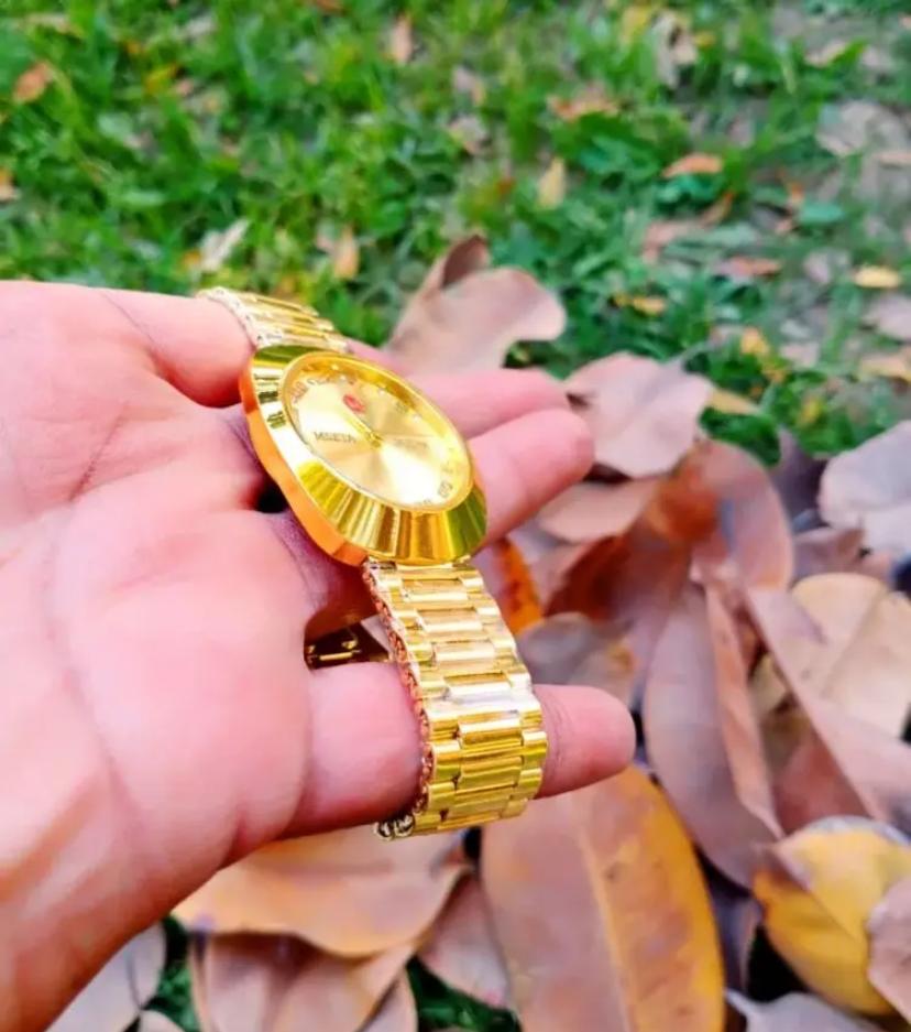 Luxury Gold Color Tourbillon Mechanical Waterproof Wrist Watch For Men's Gift For Family & Friends