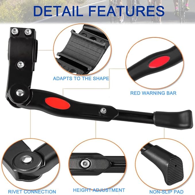 Bike Kickstand, Adjustable Bicycle Side Stand, Univercal Aluminum Alloy Parking Rack, Cycling Accessories for Mountain Bike, Road Bike,