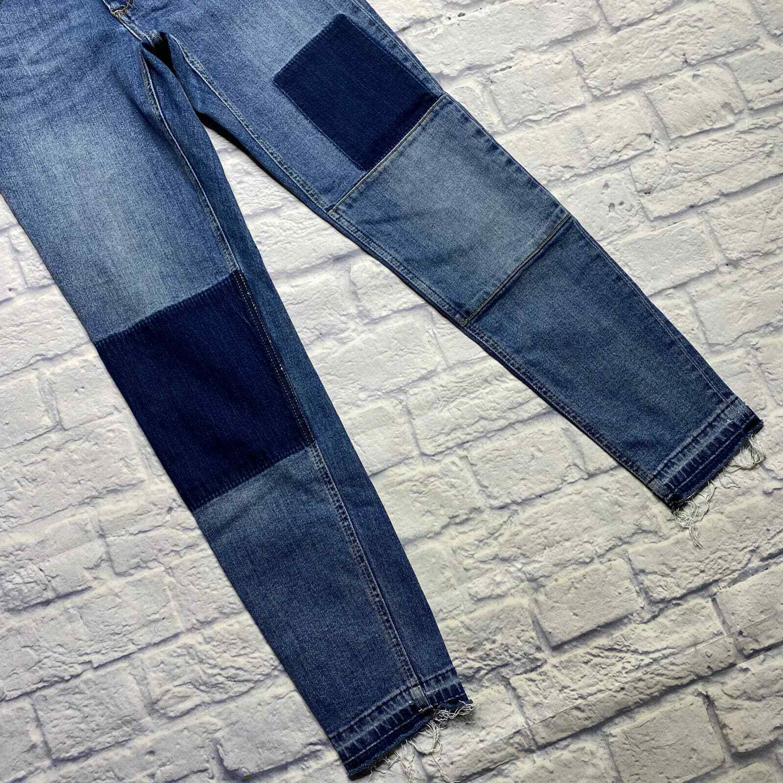 LEFTOVER SKINNY FIT PATCH-WORK RELEASED HEM WOMEN JEANS