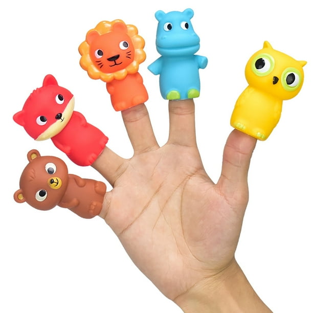 Finger Puppets for Children and Babies 5 Farm Animals BPA PVC Bath Toys Hand Puppets Doll Set Early Eductional Toys