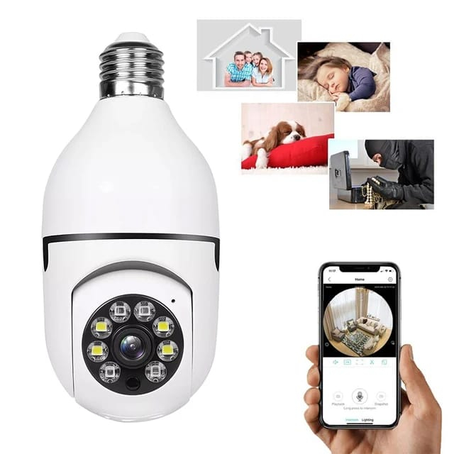 360° Wireless WiFi HD Security Camera | Smart Bulb CCTV Camera with Night Vision & Motion Detection | Weatherproof for Home & Outdoor Use