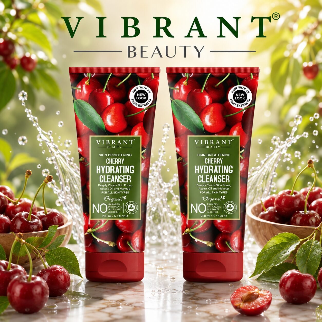 Vibrant Beauty Cherry Hydrating Cleanser Combo Pack | Personal Care Set | 200ml