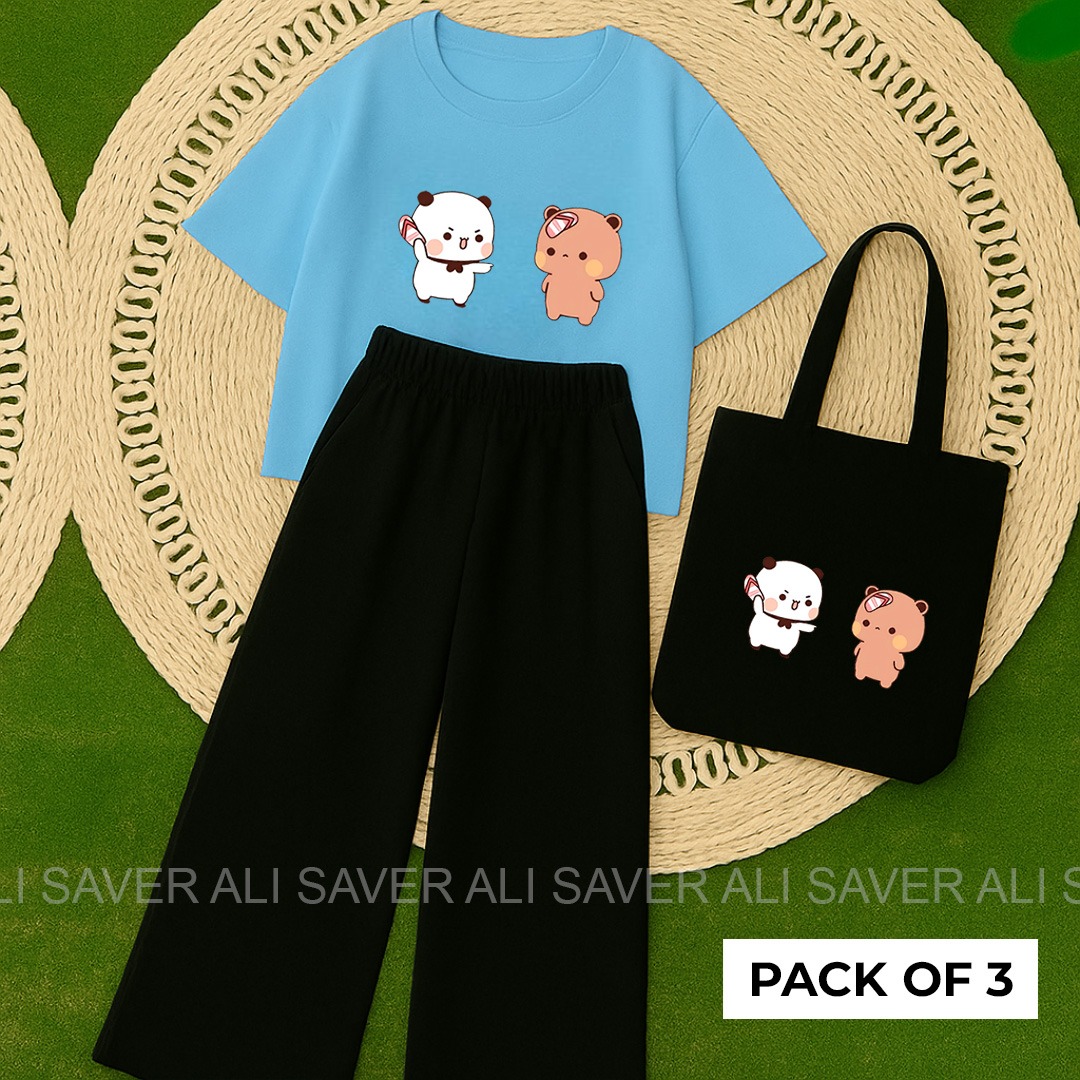 Casual Animal Print Top and Skirt Set for Girls - Cute Cartoon Character Design - Fashionable Outfit for Teens