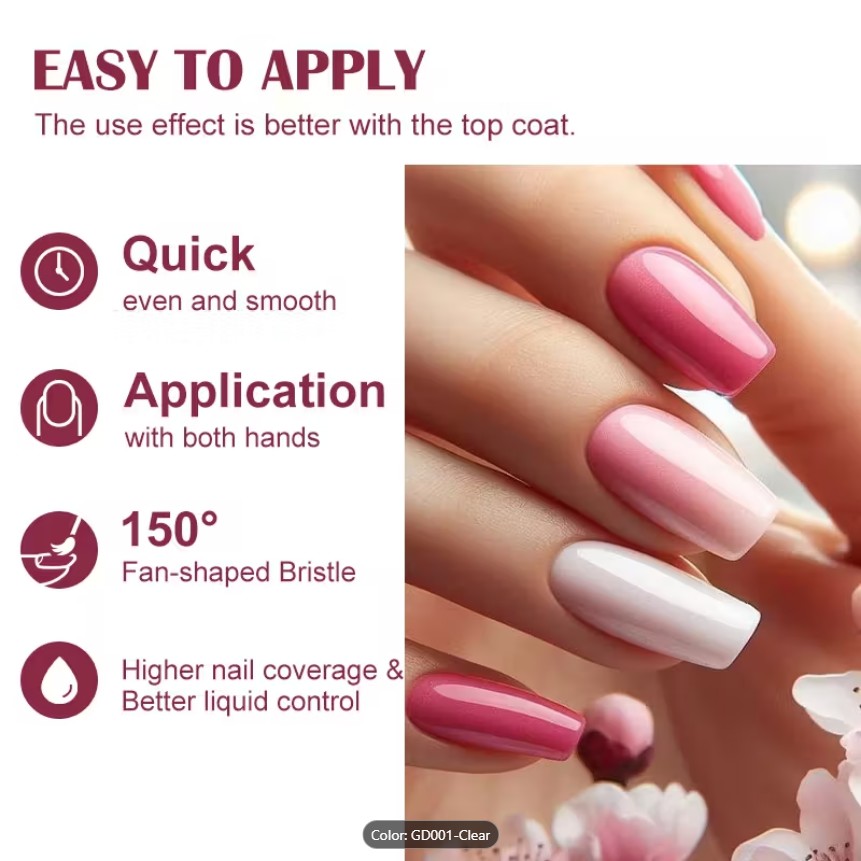 PREMIUM Quality Clear Nail Polish Bottle | Fast-Drying Transparent Gel Polish | Hypoallergenic & Moisturizing Formula for Nail Art, Extensions & Cuticle Care