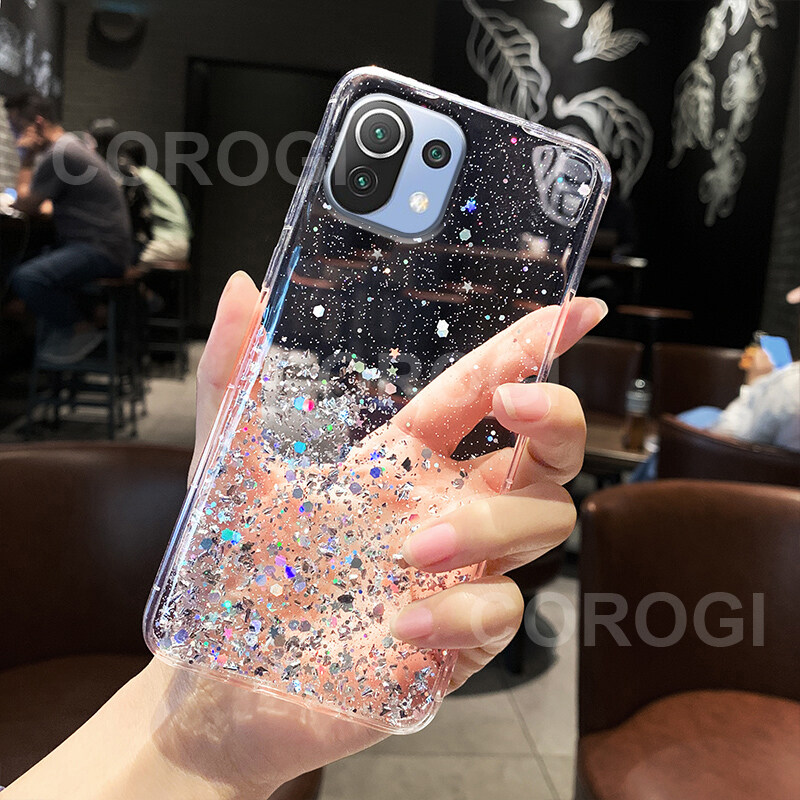 Custodia Glitter Per Xiaomi 12 Lite 5G – Morbida Silicone Trasparente Con Polvere Scintillante, Protezione Antiurto (Bianco) - 3