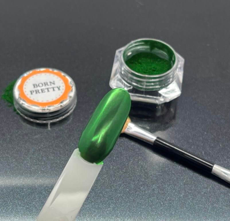 Green Mirror Nail Art Powder Chrome Powder Shimmer Dust Pigment For Nail Decoration