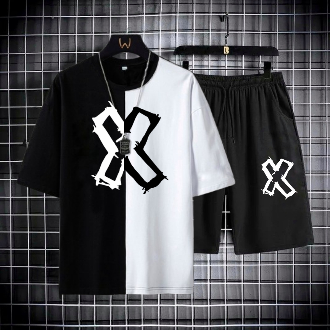 Pack of 2 | Black & White X Printed T shirts For Men & Boys | Short & T shirts for men & Boys