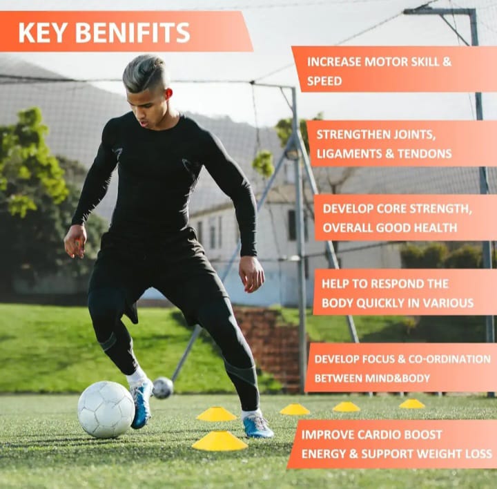 12 Pcs Football Training Cones - Football/Sports/Hockey/Road Marker, Safety and Goal Keeper shin Space Marking in the Ground