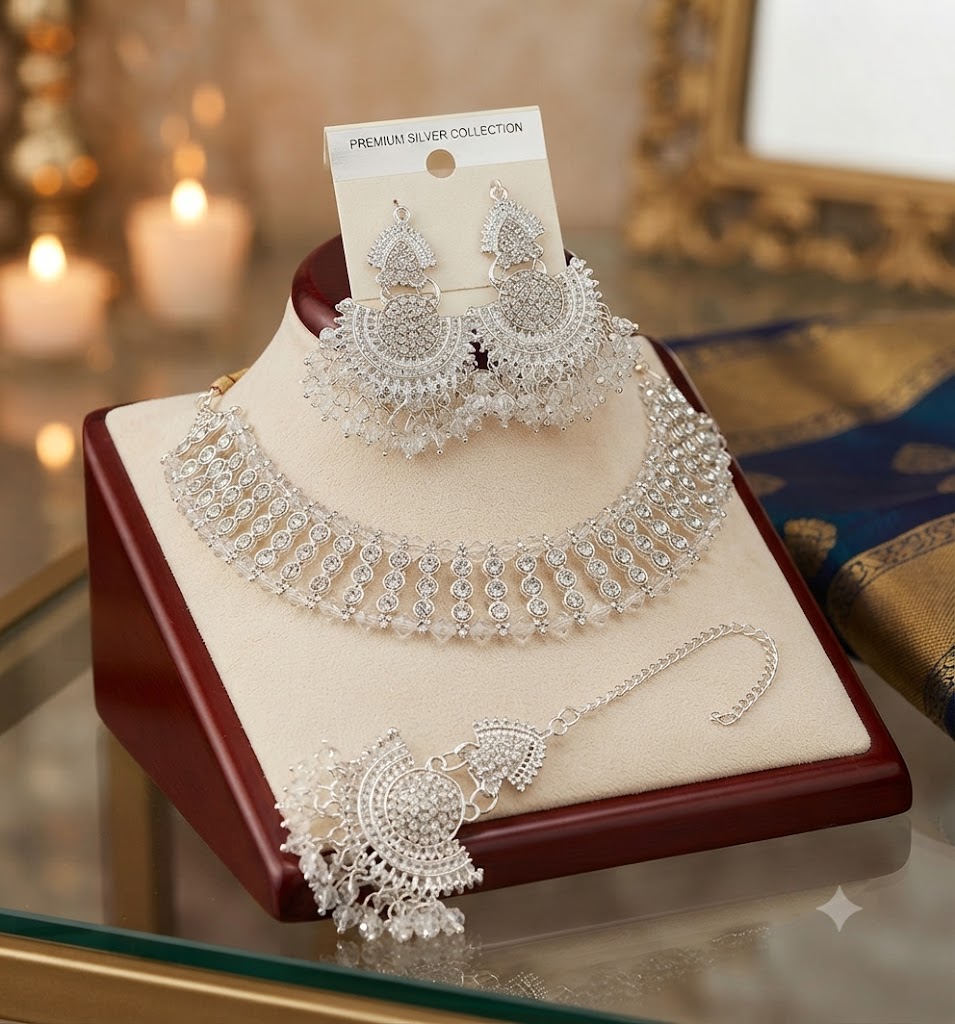 Golden Crestal Jewellery Badam Style Jadao Nagina Jewellery Set Long Lasting Polish For Beautyfull Girls Artical 73845631