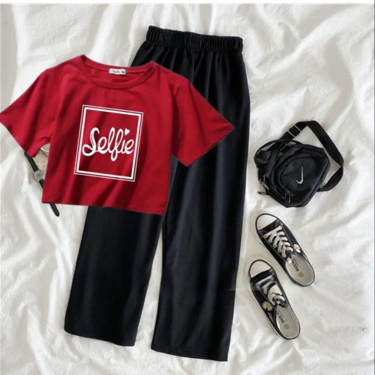 Summer Soft & Comfy Crop Top With Flapper Trouser Combo For Women And Girls